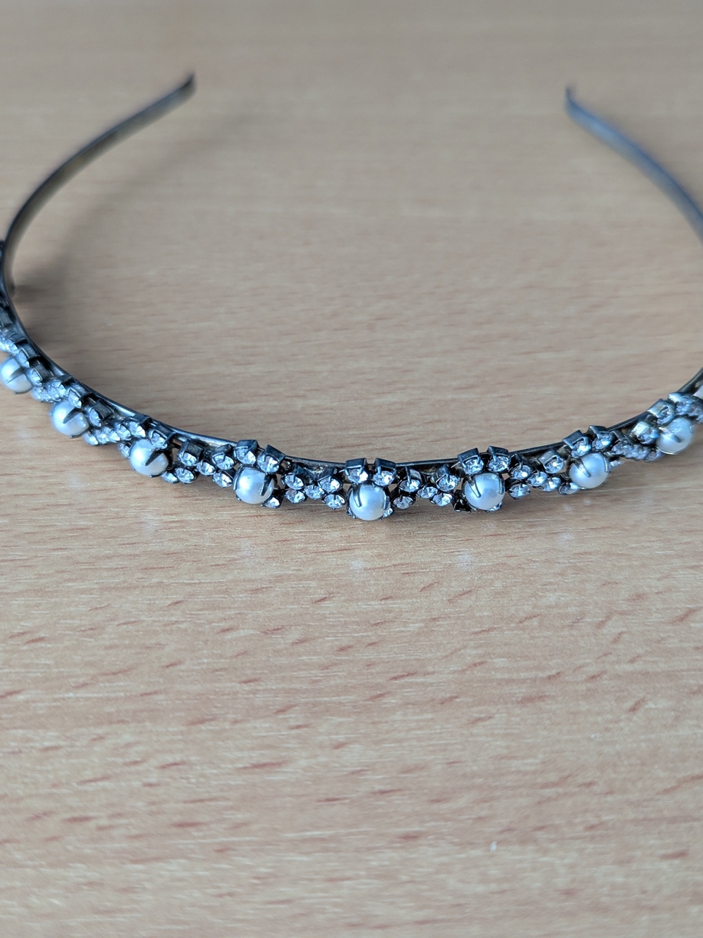 Crystal & Pearl Flower Silver Headband for Women
